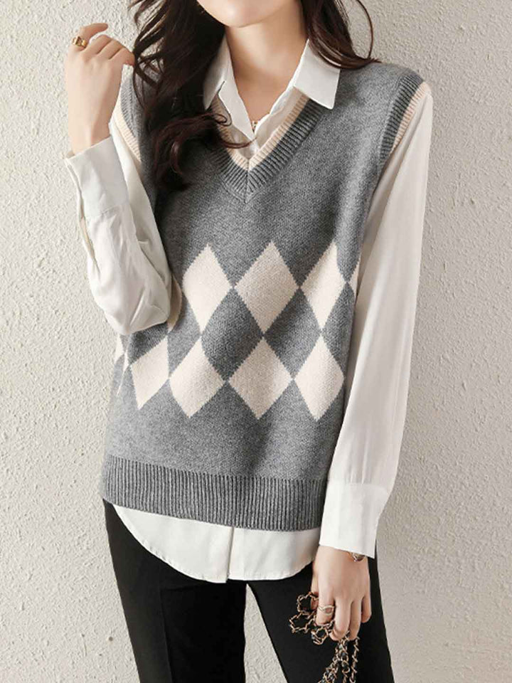 Grace Loose V-Neck Knitted Vest