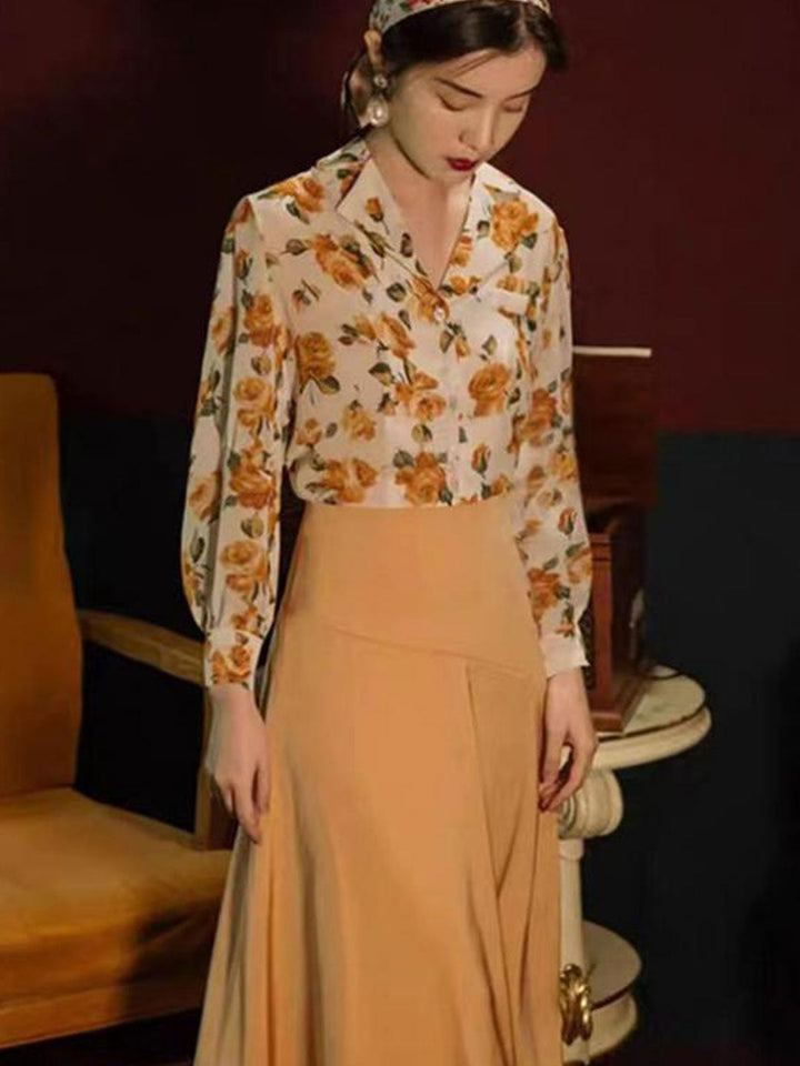 Riley Vintage Lapel Floral Printed Shirt