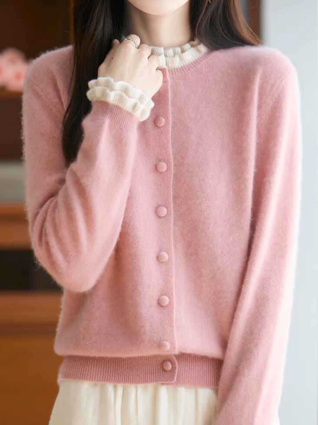 Sofia Classic Auricular Mock Two-Piece Knitted Cardigan