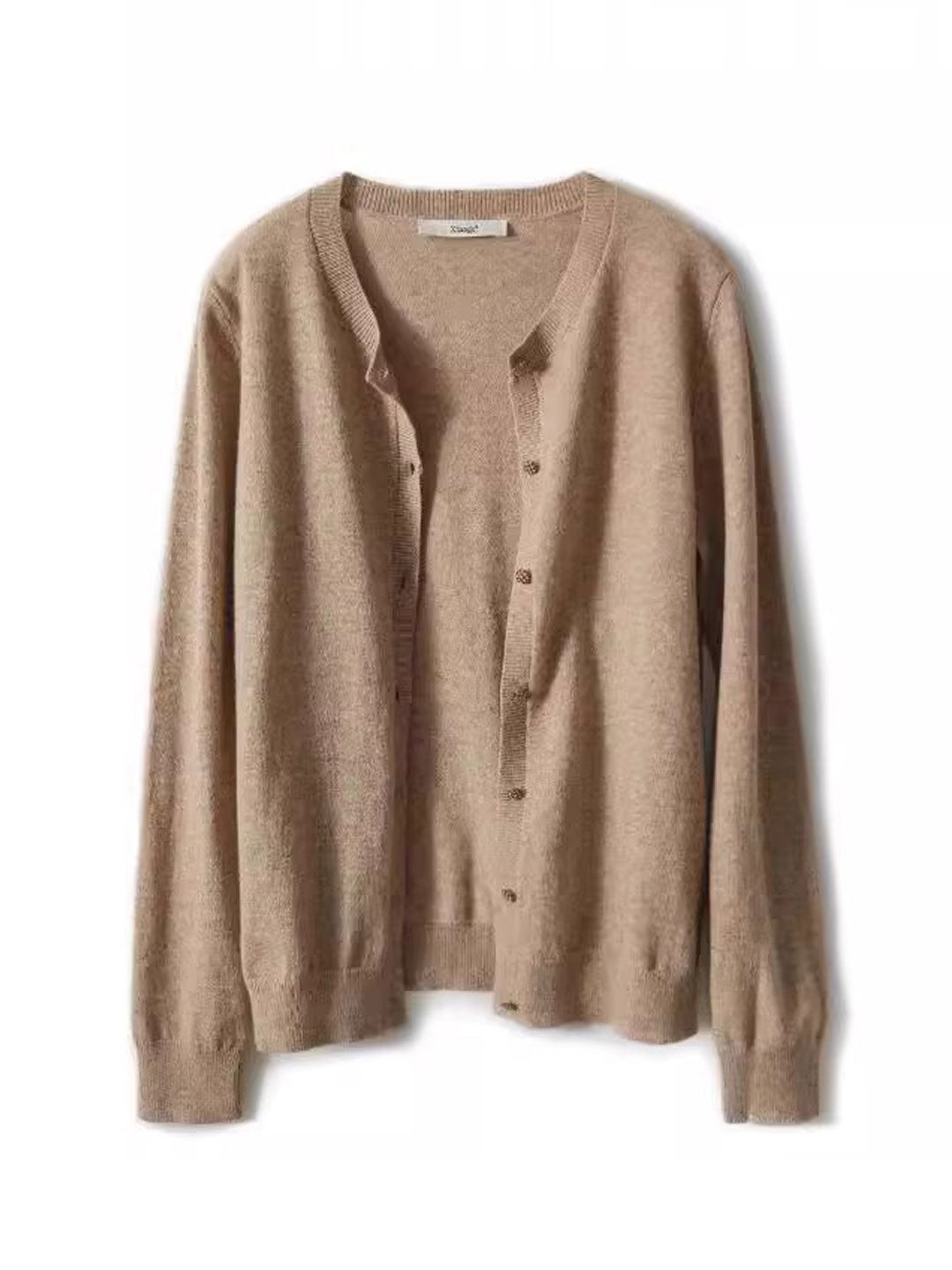 Sophia Classic Crew Neck Solid Color Knitted Cardigan