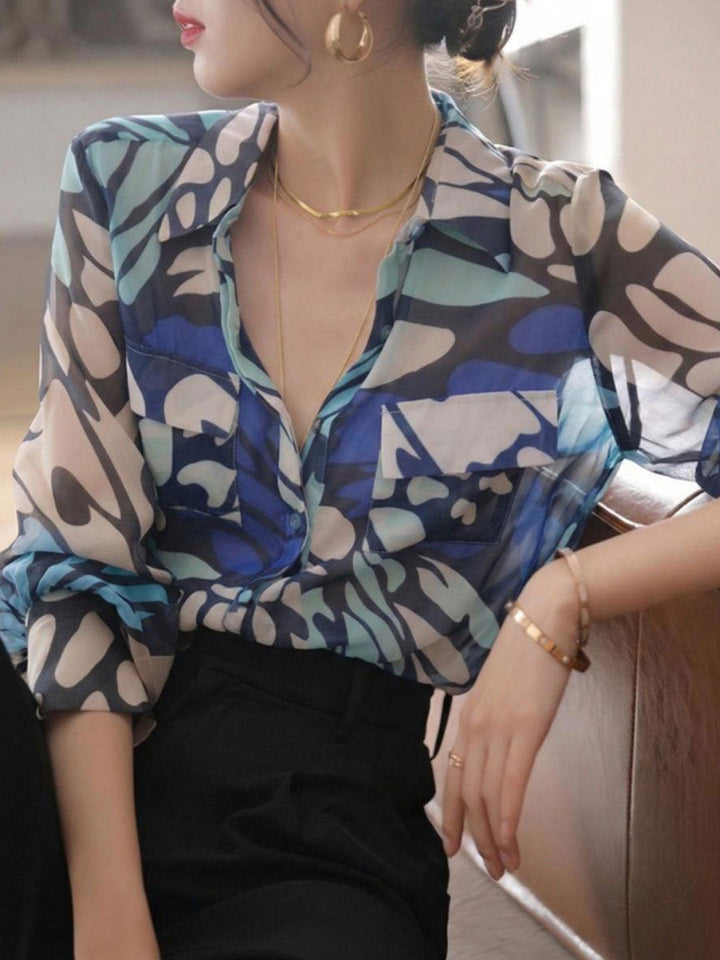 Chloe Casual Polo Collar Printed Shirt