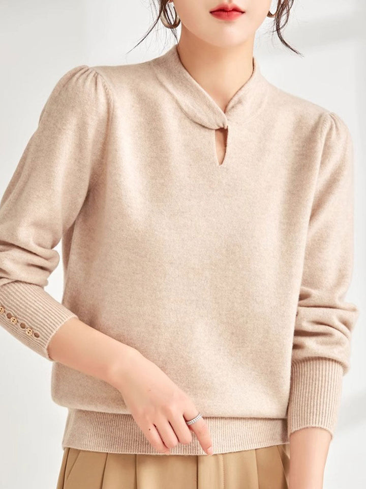 Brooke Casual Crew Neck Solid Color Knitted Top-Purple