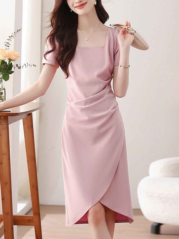 Bailey Elegant Square Neck Solid Color Dress