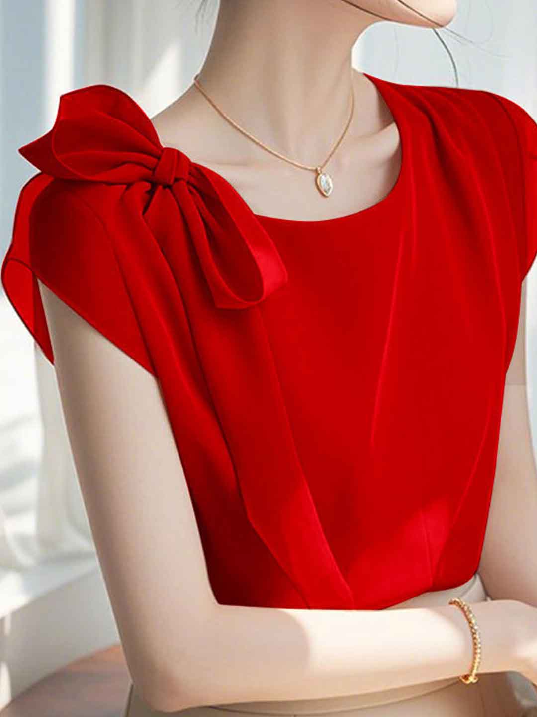 Ella Loose Crew Neck Chiffon Top