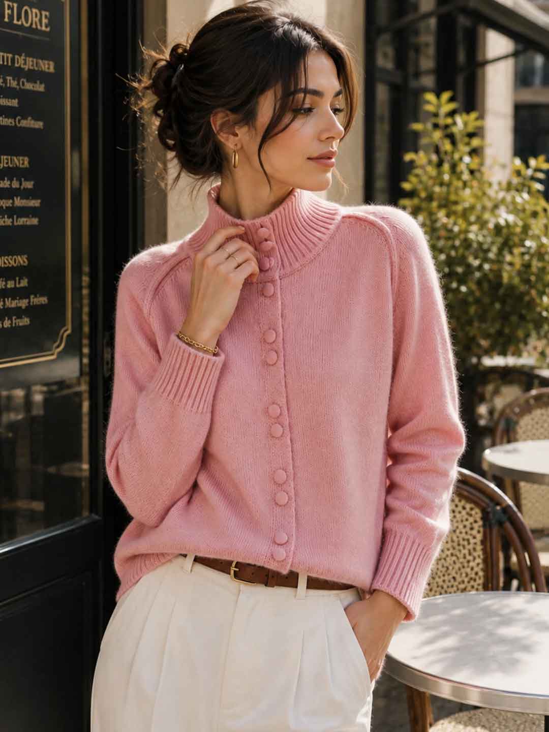 Hedy Pink Turtleneck Sweater