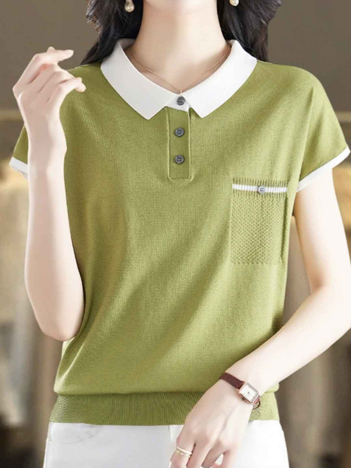 Caroline Loose Doll Collar Knitted Top