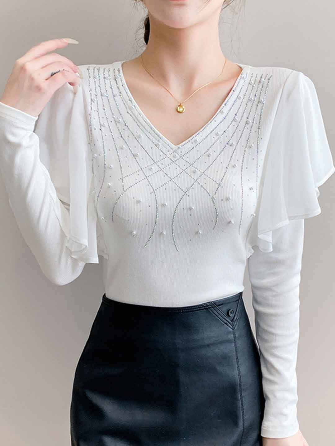 Savannah Slim V-Neck Rhinestone Top