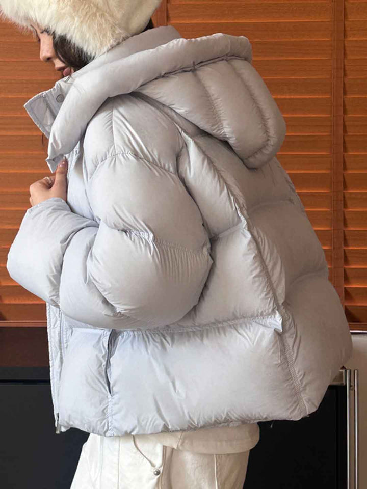 Addison Loose Solid Color Winter Hooded Coat