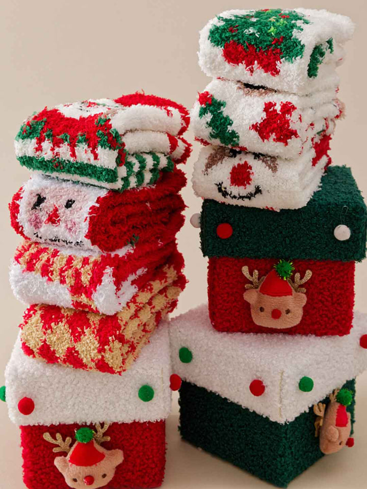 Christmas Couple Coral Fleece Socks