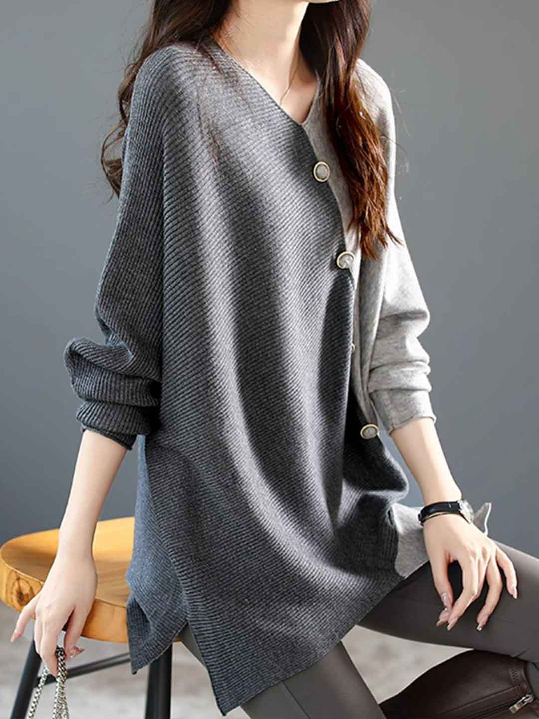 Taylor Casual Batwing Sleeve Colorblocked Knitted Sweater