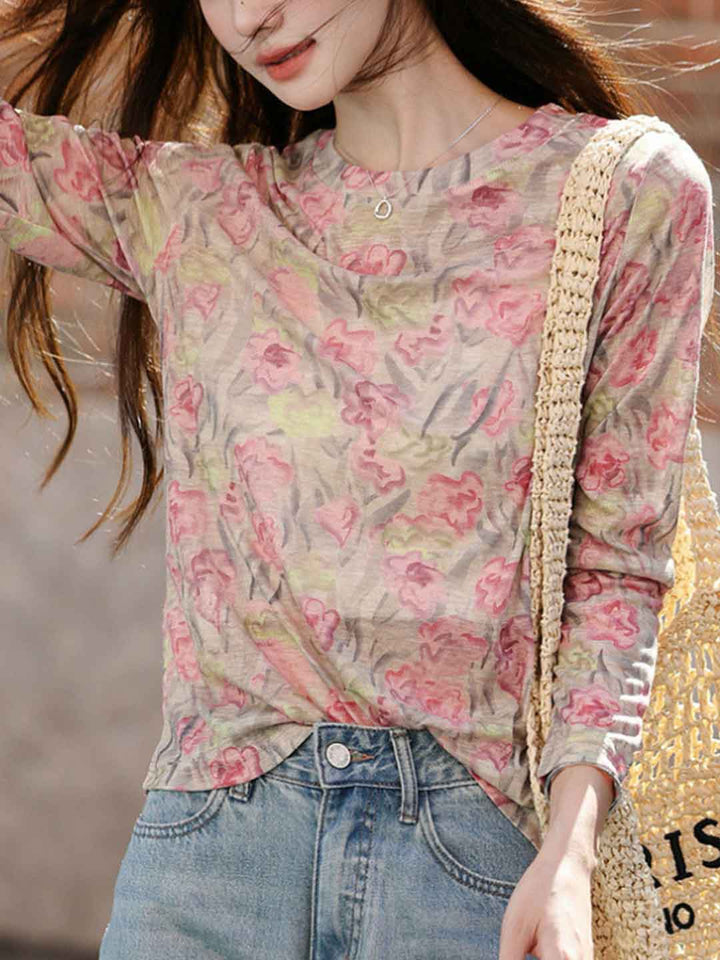 Avery Loose Crew Neck Printed Top