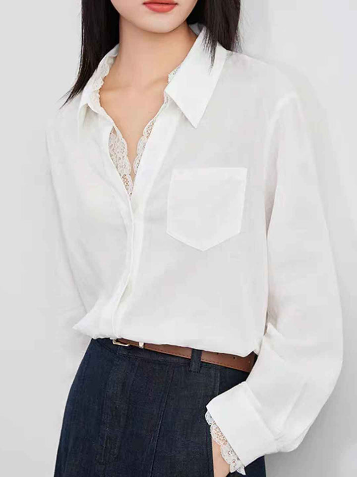 Lily Loose V-Neck Lace Trimmed Top