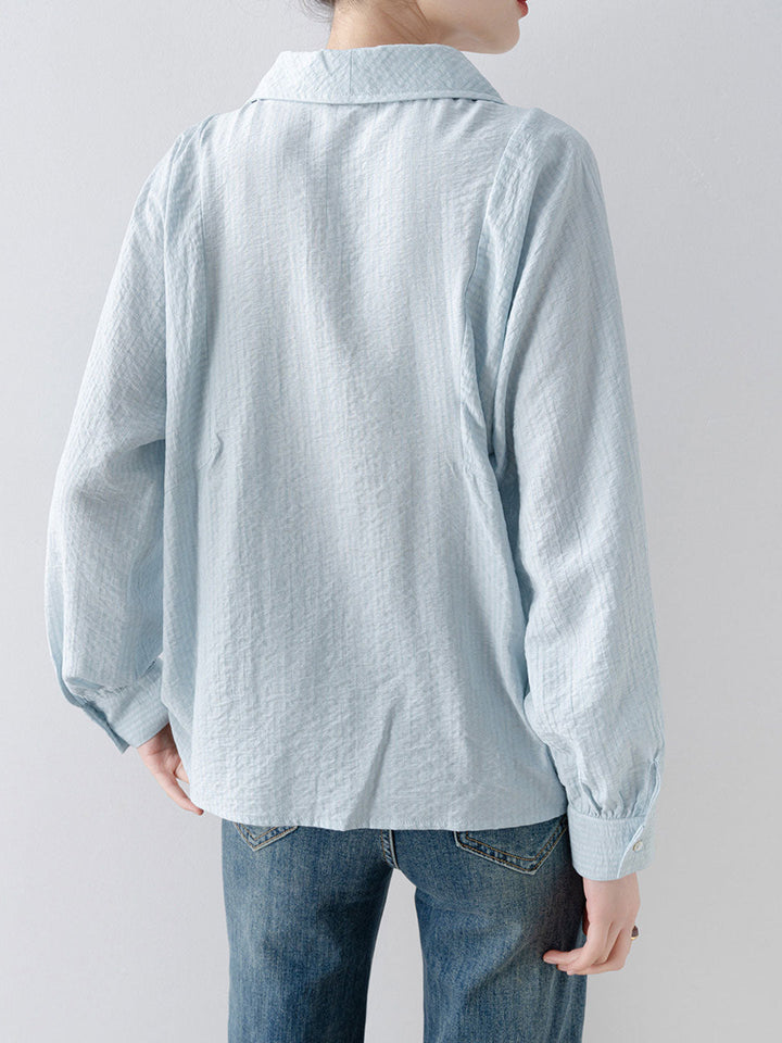Ella Casual Lapel Solid Color Shirt