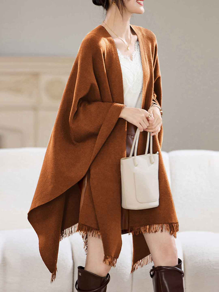 Olivia Irregular Knitted Shawl Outerwear