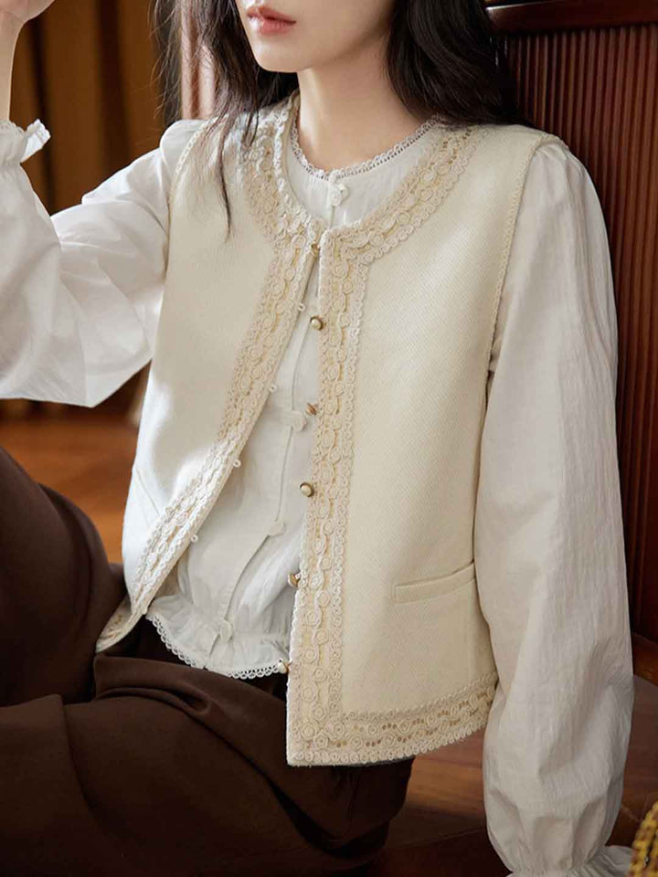 Elizabeth Loose Crew Neck Lace Vest
