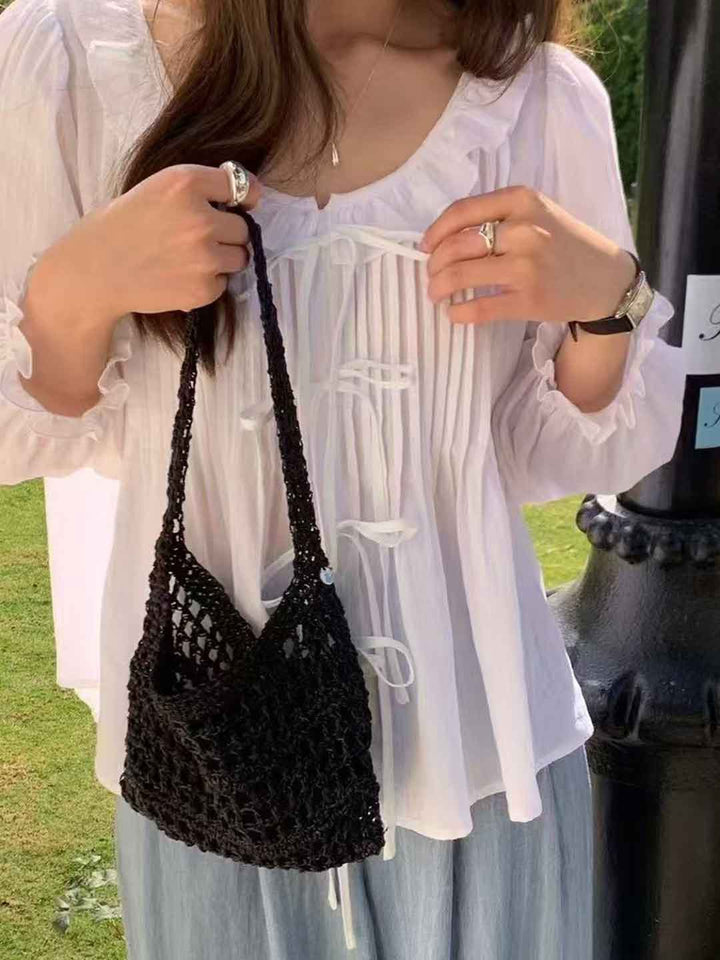 Emma Chic Doll Collar Ruffled Bow Top