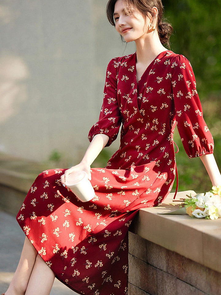 Hannah Elegant V-Neck Printed Dress