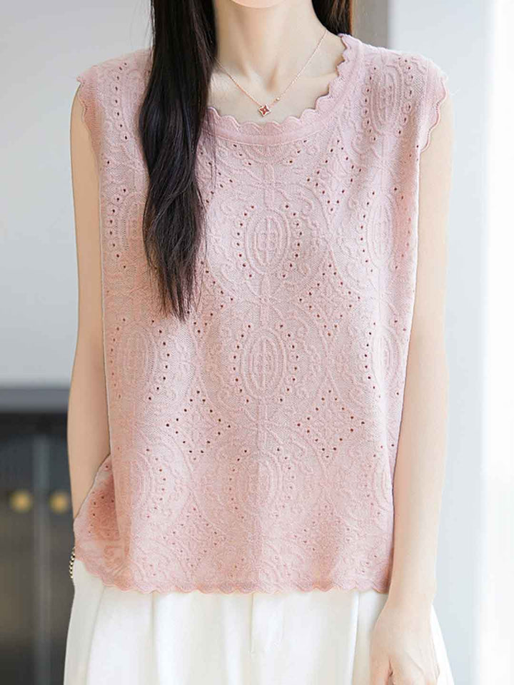 Molly Loose Crew Neck Solid Color Knitted Vest
