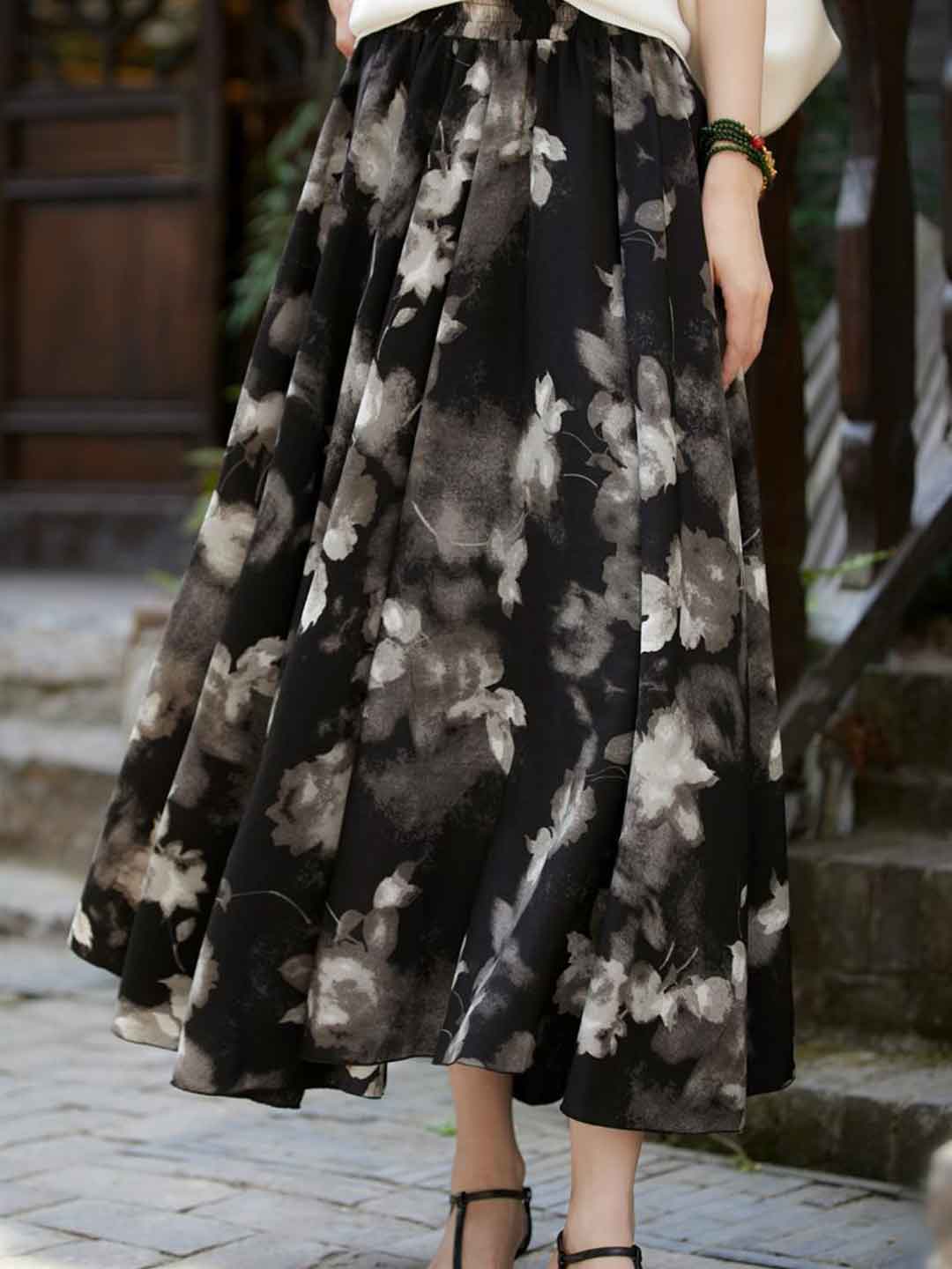 Madeline Casual High-Waisted Printed Skirt