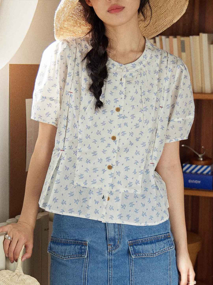Mia Classic Crew Neck Floral Printed Top