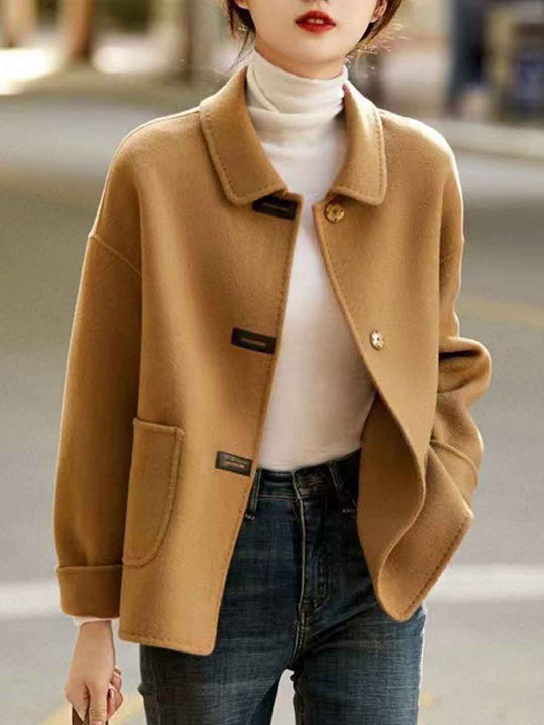Kaylee Daily Lapel Solid Color Winter Coat