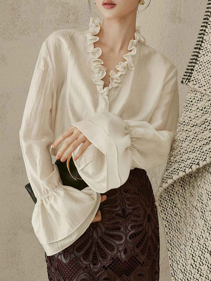 Kylie Vintage V-neck Auricular Blouse