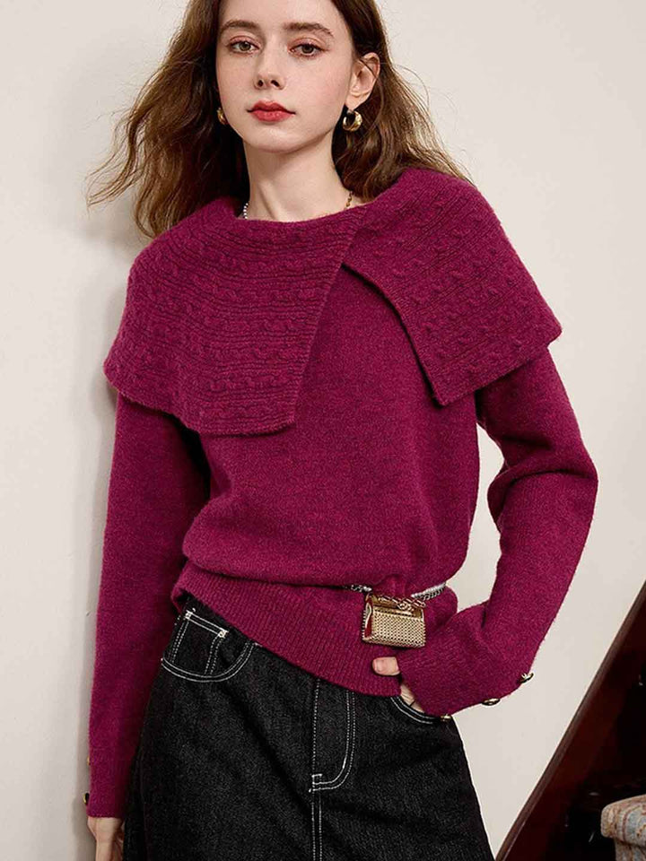 Olivia Loose Irregular Lapel Pullover Knitted Sweater