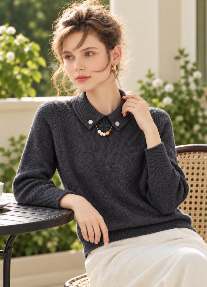 Loose-fit Collared Pullover Sweater