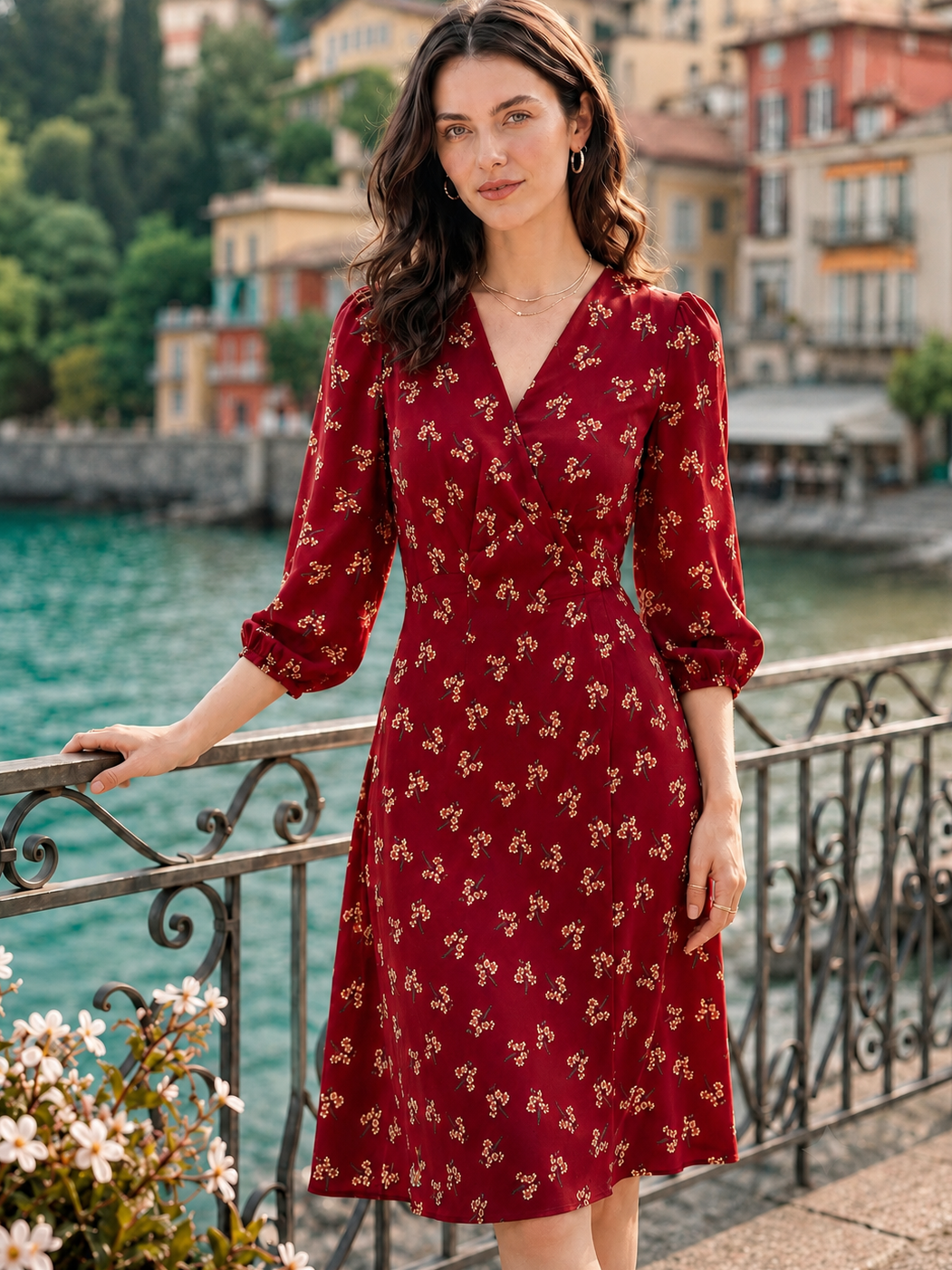 Hannah Elegant V-Neck Printed Dress