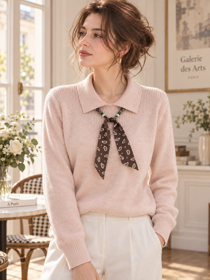 New Stylish Collared Knit Top