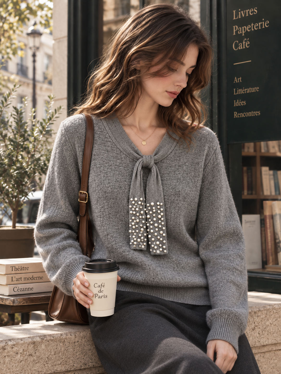 Textured Beaded Red Sweater