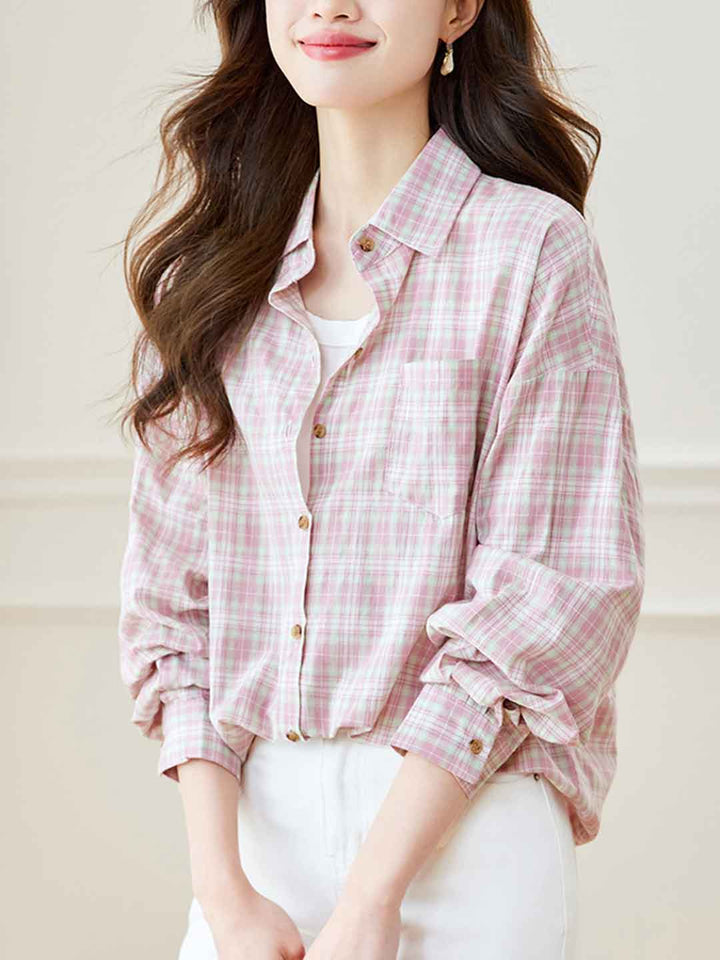 Lily Loose Lapel Plaid Shirt