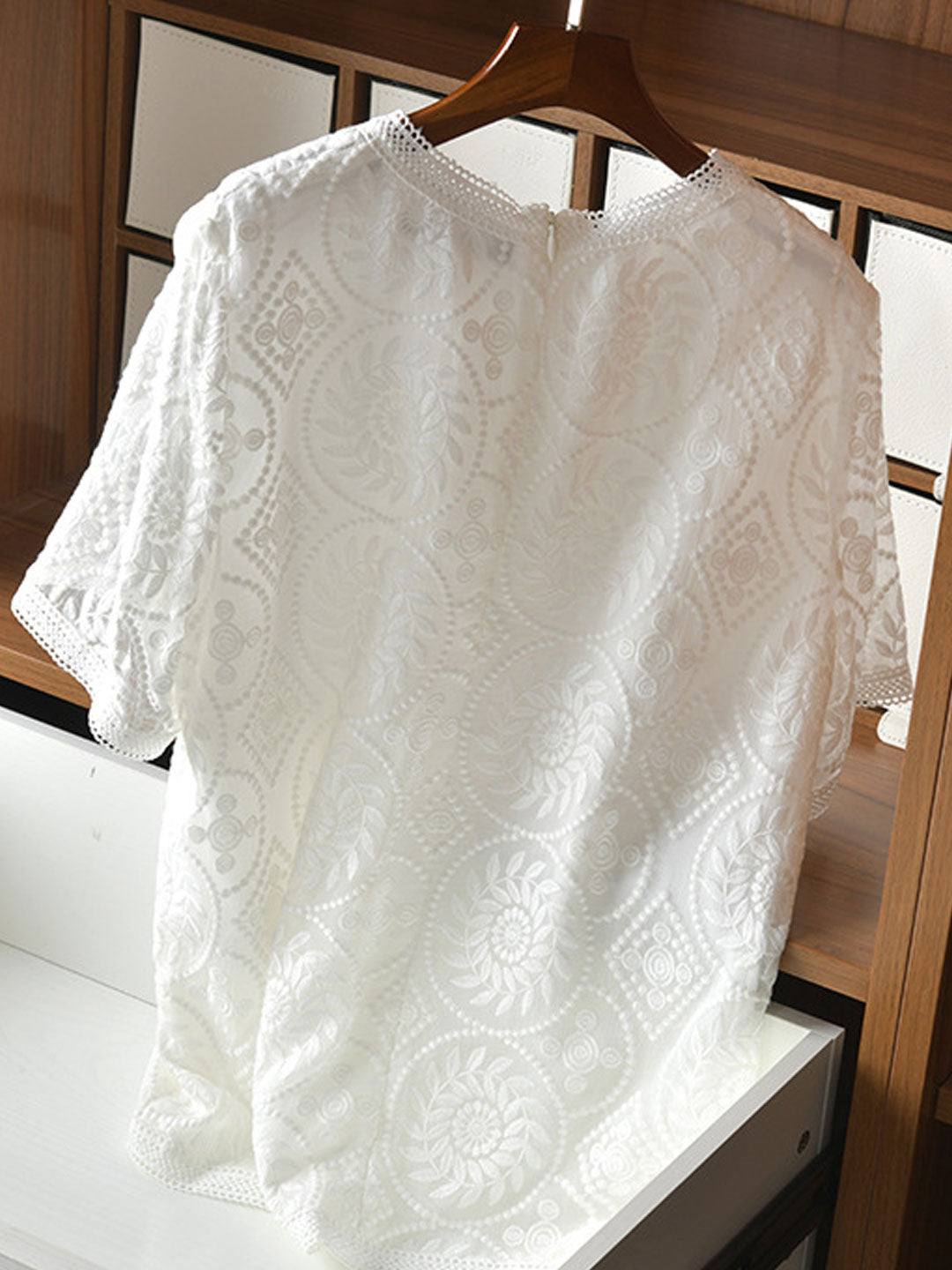 Sophie Elegant Crew Neck Embroidered Top