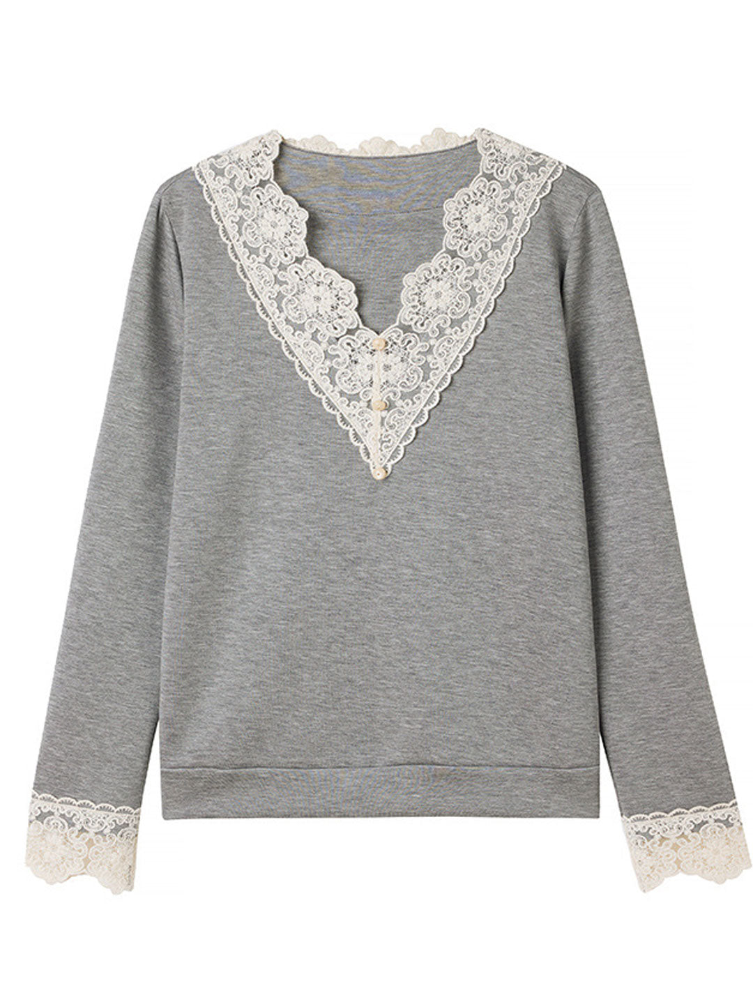 Brooke Loose V-Neck Lace Sweatshirt