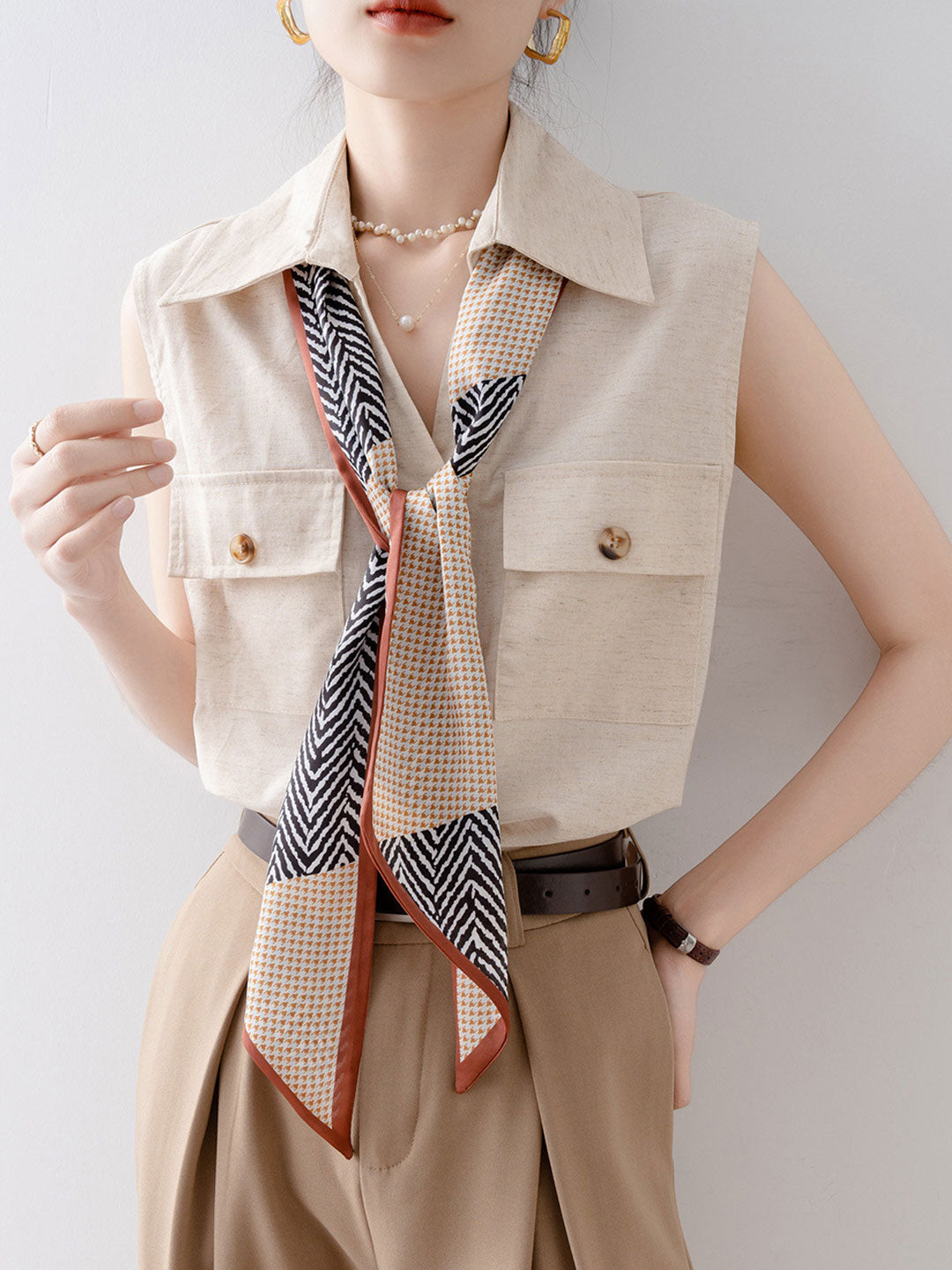 Taylor Loose Lapel Sleeveless Shirt