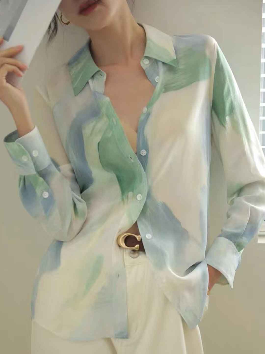 Bella Loose Lapel Printed Shirt