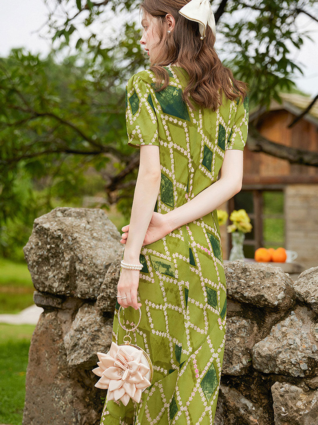 Kayla Elegant Crew Neck Tie-Dyed Dress