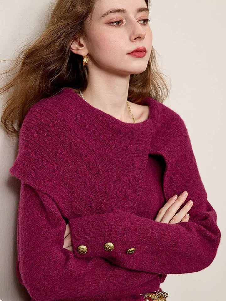 Olivia Loose Irregular Lapel Pullover Knitted Sweater