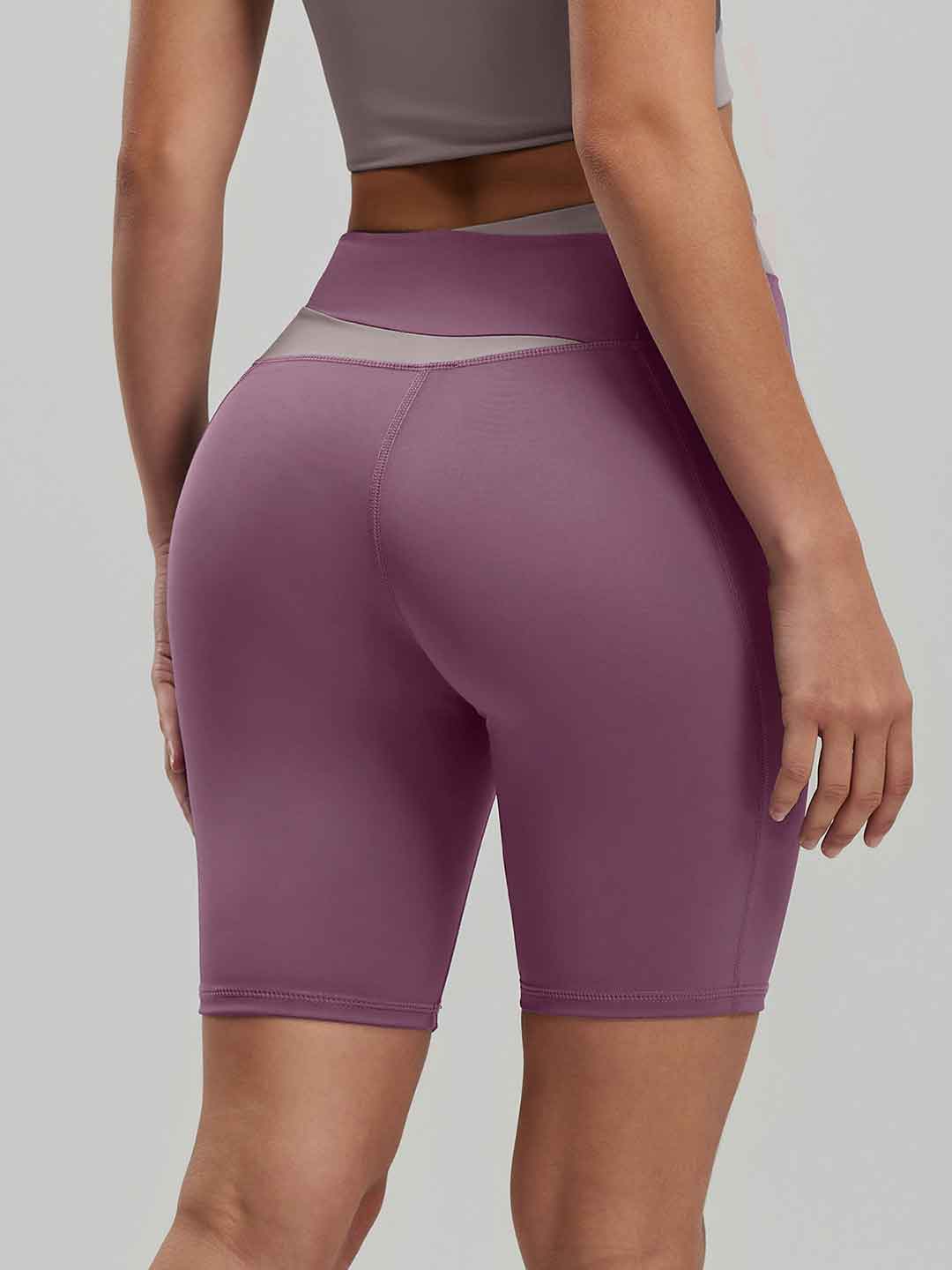 Casual Color-Blocked Yoga Shorts