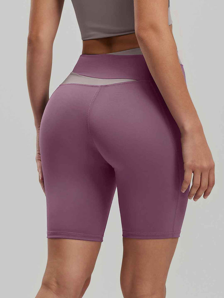 Casual Color-Blocked Yoga Shorts