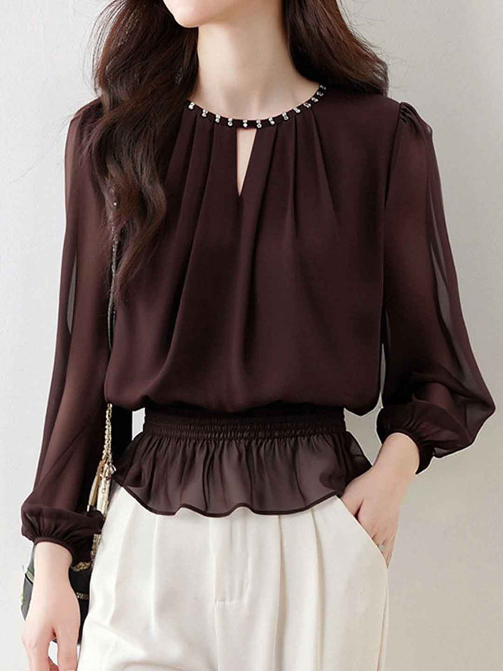 Isabella Daily Crew Neck Halter Neck Ruffle Chiffon Top