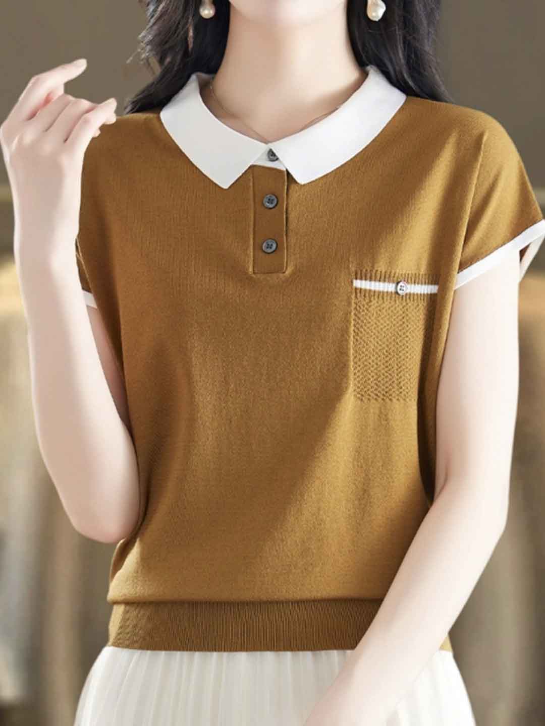Caroline Loose Doll Collar Knitted Top