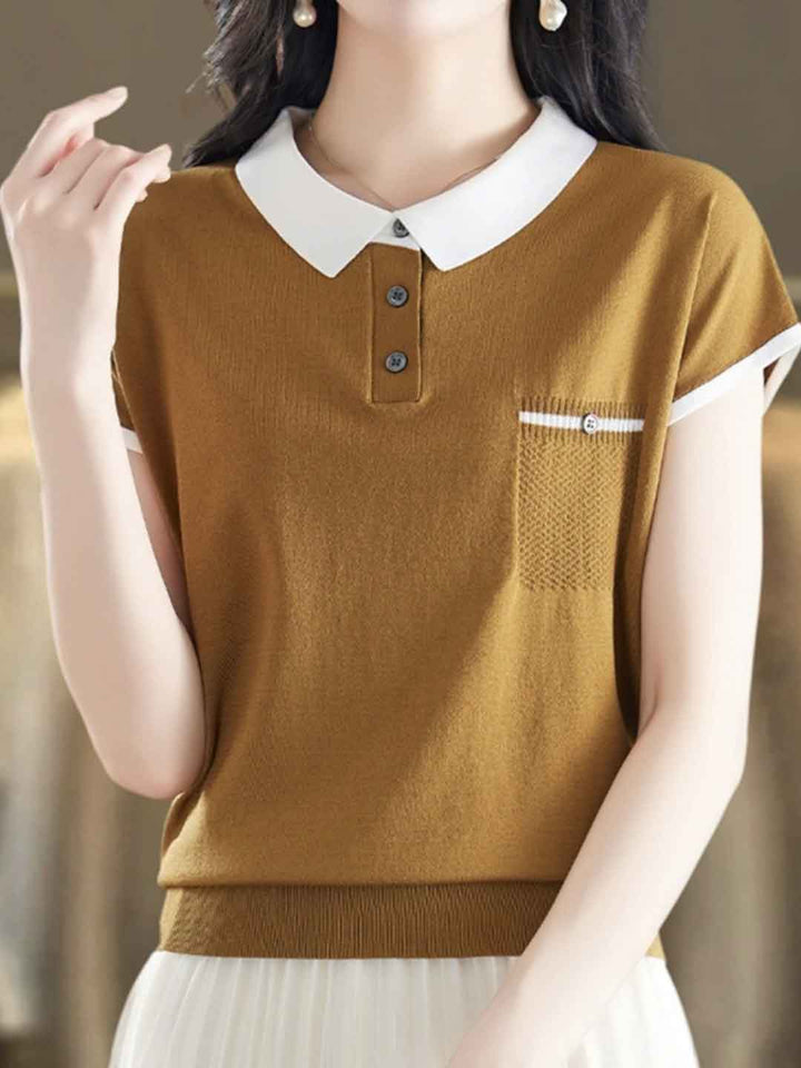 Caroline Loose Doll Collar Knitted Top