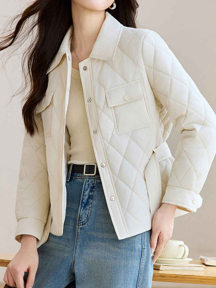 Chloe Classic Lapel Diamond Solid Color Winter Coat