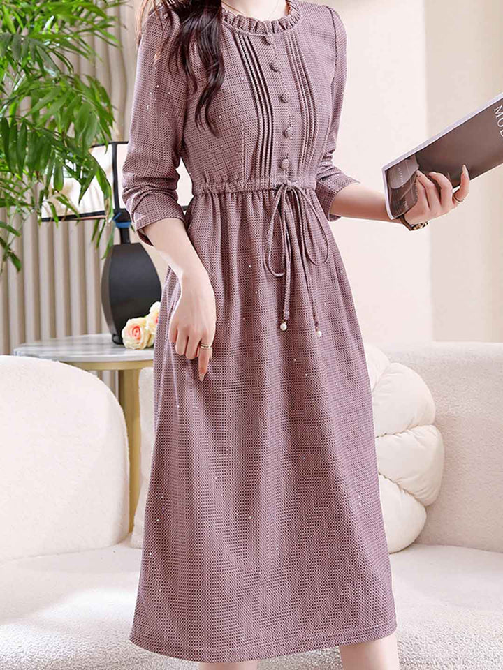 Natalie Slim Crew Neck Waist A-Line Dress