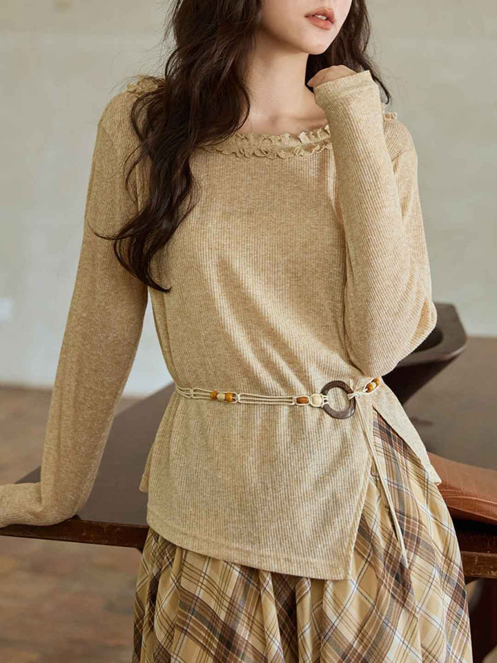 Kylie Slim Auricular Collar Knitted Top