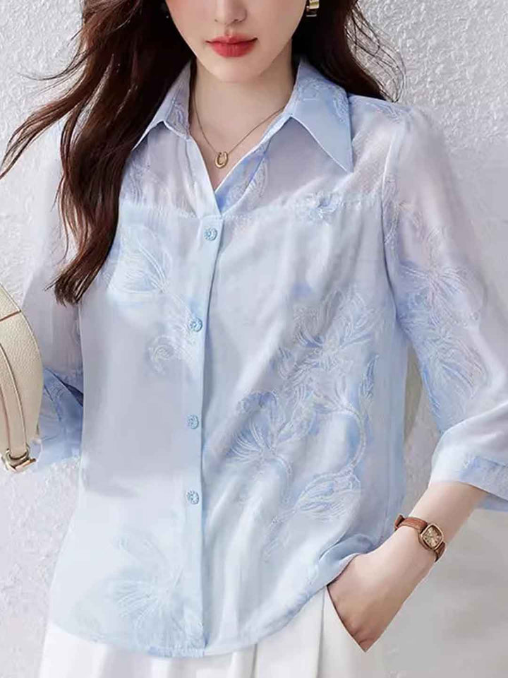 Hannah Loose Lapel Printed Shirt