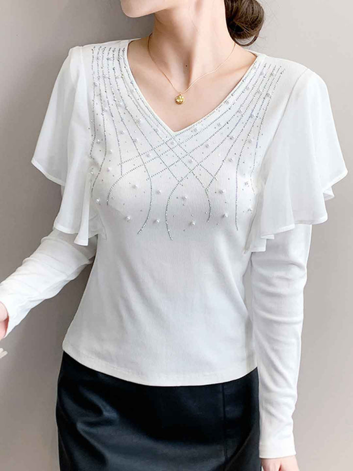 Savannah Slim V-Neck Rhinestone Top