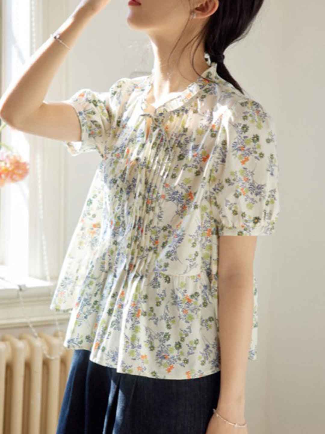 Ava Daily Auricular Collar Bow Tie Blouse