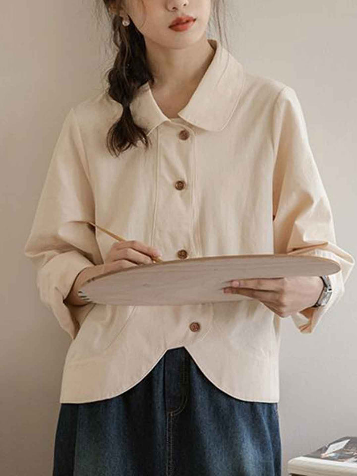 Isabella Loose Polo Collar Solid Color Shirt